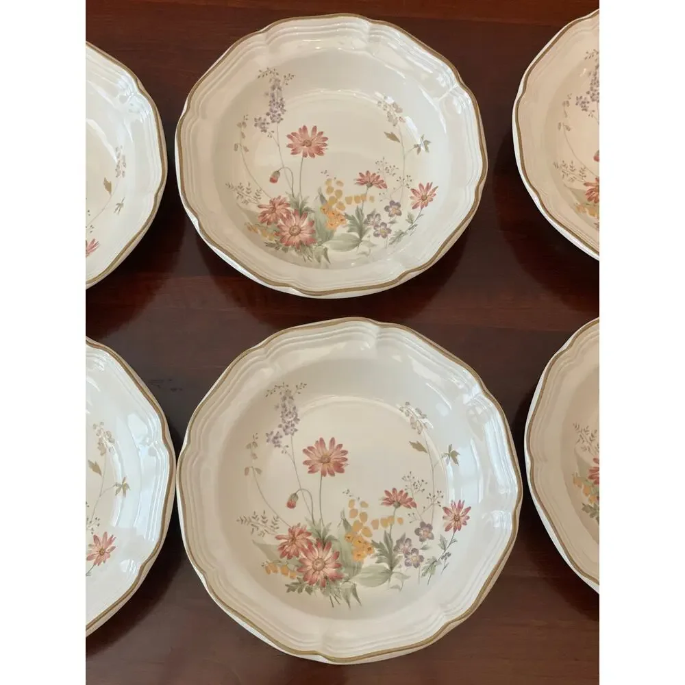 Mikasa Heritage Samantha F2017 Wildflower Floral Soup Pasta Bowls 8.5” Set of 6